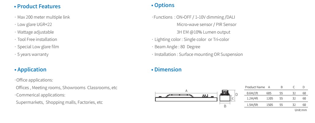 Narrow light module Led Trunk Linear System