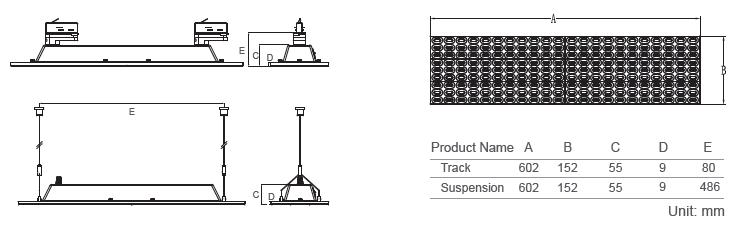 Dimenzije kompleta za osvjetljenje staze Track lighting kits dimension
